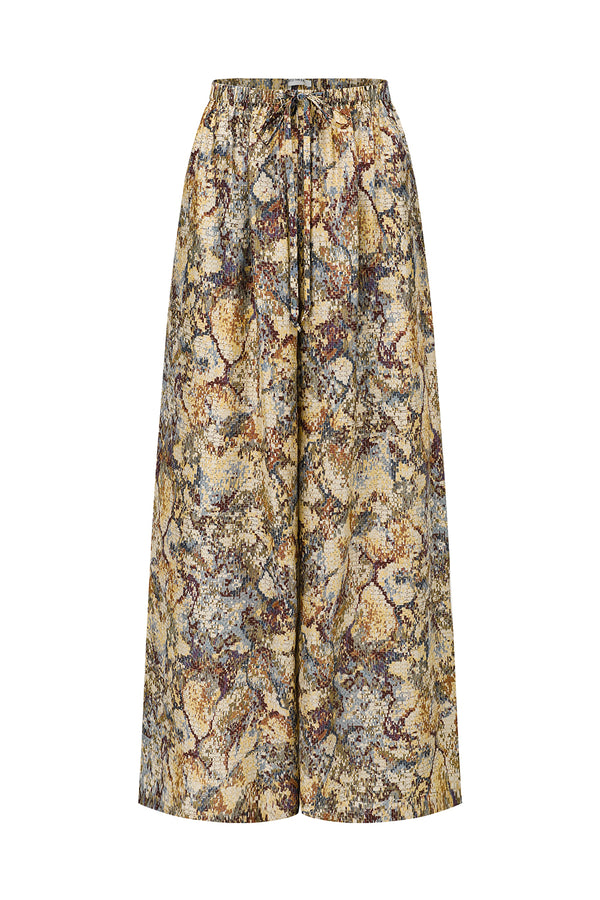 INTO THE EAST 25 Autumn/Winter Mosaic Molded Collar Silk/Cotton Shirt & Drawstring Straight Leg Pants ITE-E1DGAW082NCC21PT-HUA Pants (ITE-E1DGAW080NCC21SH)